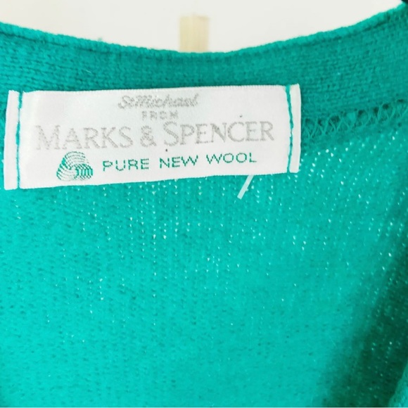 Vintage St Michael M&S Men's Green Wool Button Up Vest Embroidered Golfer Size M - Picture 4 of 4